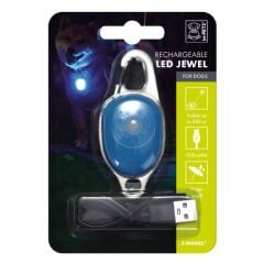 M-Pets Şarj Edilebilir LED Işıklı Tasma Jewel, Beyaz