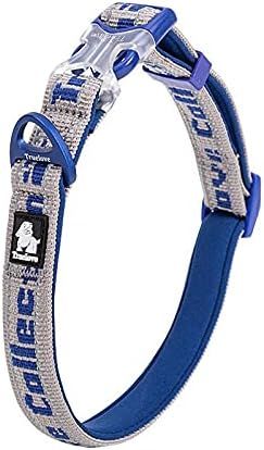 True Love Köpek Boyun Tasması – Neoprene Süngerli, Naylon Dokuma, Gri-Mavi