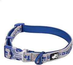 True Love Köpek İçin Neoprene Süngerli, Naylon Dokuma, Gri-Mavi Boyun Tasması