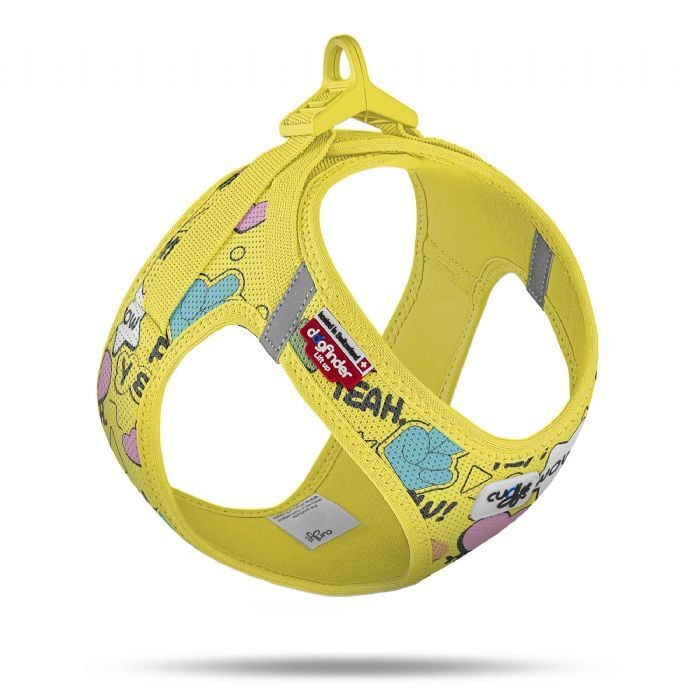 Vest Harness Curli Clasp Air-Mesh Köpek Göğüs Tasması – Comic Yellow (2XS)