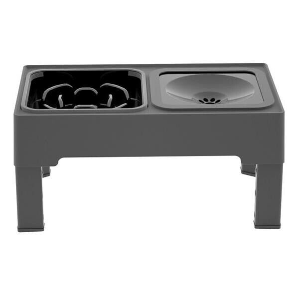 ELS Pet Ayarlanabilir Kedi Köpek Mama Kabı Standı Gri 44,7x28,5x9,8 cm