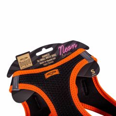 Doggie Havalı Dokuma Neon Serisi Küçük Irk Köpek Göğüs Tasması – Turuncu, 3XS 22–26 cm