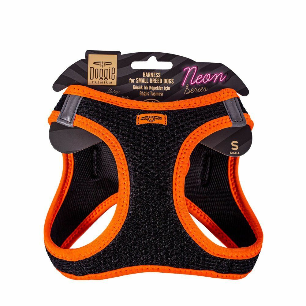Doggie Havalı Dokuma Neon Serisi Küçük Irk Göğüs Tasması Turuncu 3Xs-22-26 CM