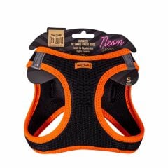 Doggie Havalı Dokuma Neon Serisi Küçük Irk Köpek Göğüs Tasması – Turuncu, 3XS 22–26 cm