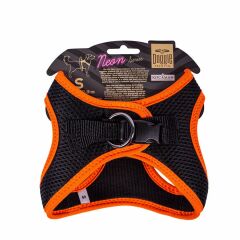 Doggie Havalı Dokuma Neon Serisi Küçük Irk Köpek Göğüs Tasması – Turuncu, 3XS 22–26 cm
