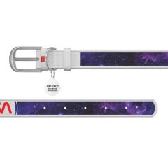Waudog Tasarım Gerçek Deri Köpek Boyun Tasması – NASA21 Desenli, XS, 12 mm / 21–29 cm, Beyaz