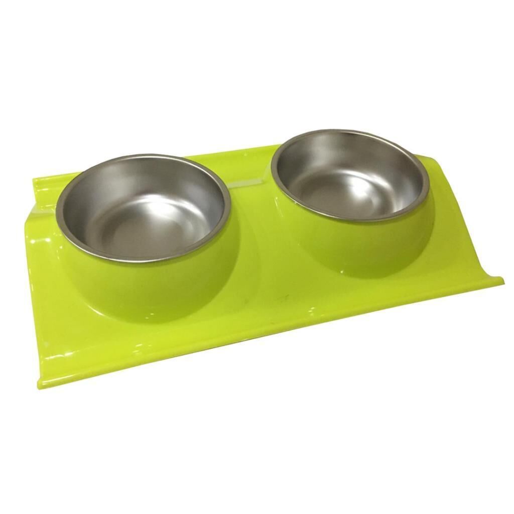 Nunbell Melamin Çelik Mama Kabı – Yeşil (2’li Set)