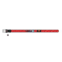 Waudog Tasarım Gerçek Deri Köpek Boyun Tasması, ''Superman1'' Deseni, 12 MM, L 18-24 CM Siyah