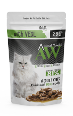 Animal World Dana Etli Hassas Sindirim Jöle İçinde Parça Dana Etli Yetişkin Kedi Konserve Pouch 80 Gr