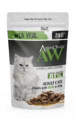 Animal World Dana Etli Hassas Sindirim Jöle İçinde Parça Dana Etli Yetişkin Kedi Konserve Pouch 80 Gr