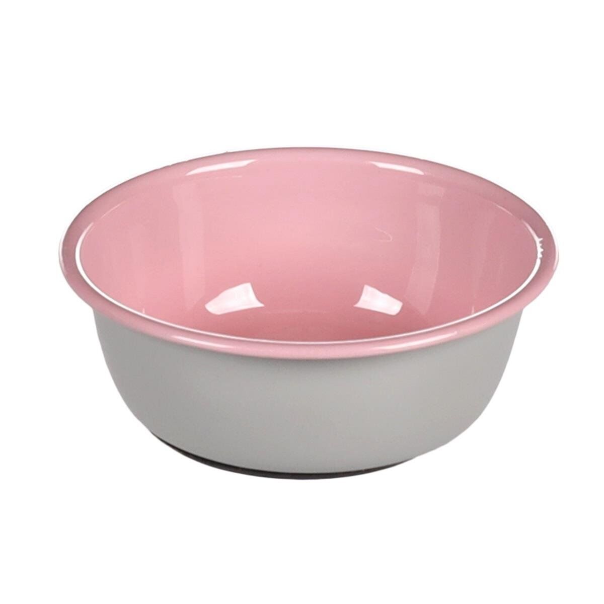 FL NELL BOYALI ÇELİK MAMA KABI / ANTISLIP / GRİ-PEMBE / 250ML