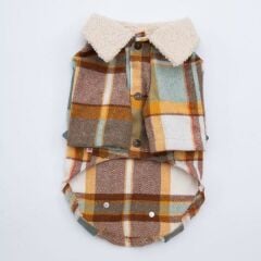 Pawstar Yeşil Plaid e Pelle Köpek Ceketi