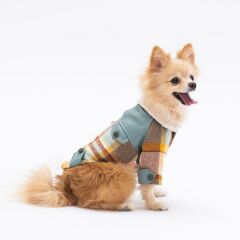Yeşil Plaid e Pelle Ceket