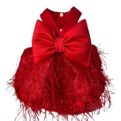 ZİGGYDOG KIRMIZI TÜYLÜ ABİYE LARGE