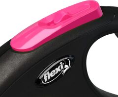 Flexi New Neon Otomatik Şerit Köpek Gezdirme Kayışı – 5 m, S, Pembe