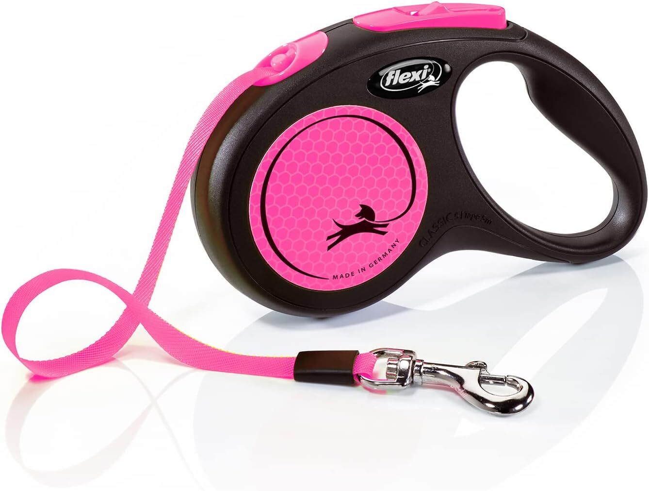 Flexi New Neon Otomatik Şerit Köpek Gezdirme Kayışı – 5 m, S, Pembe