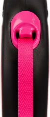 Flexi New Neon Otomatik Şerit Köpek Gezdirme Kayışı 5m [S] (Pembe)