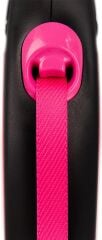 Flexi New Neon Otomatik Şerit Köpek Gezdirme Kayışı 5m [S] (Pembe)