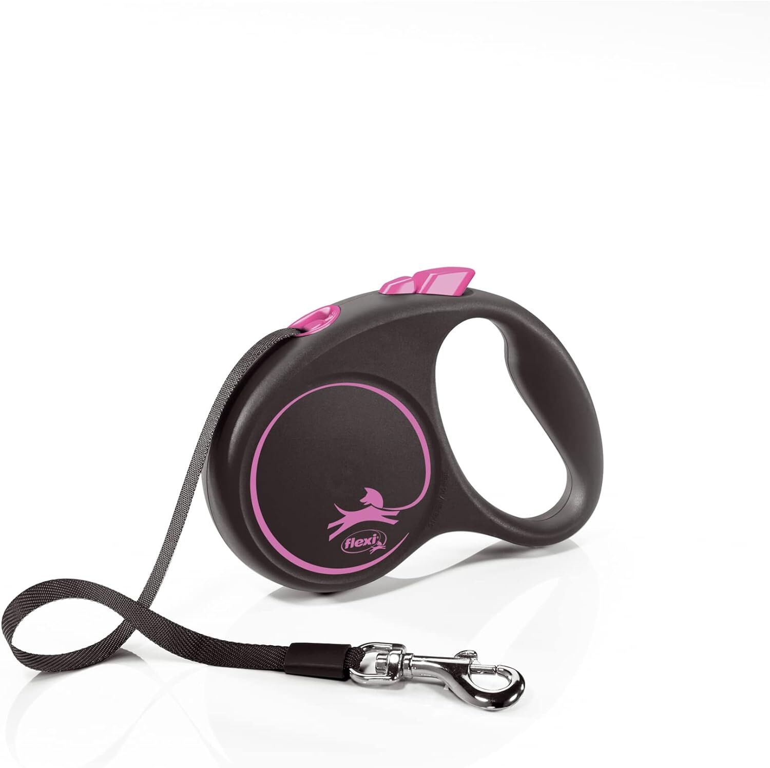 Flexi Black Design Otomatik Şerit Köpek Gezdirme Kayışı – 5 m, Pembe, Small