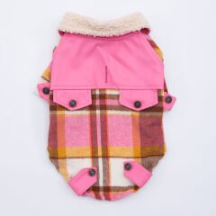 Pawstar Pembe Plaid E Pelle Kedi Köpek Ceketi Kedi Köpek Kıyafeti Kedi Köpek Elbisesi