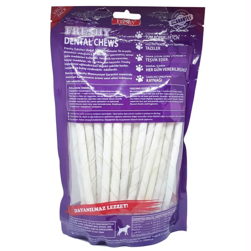 Burgu Çubuk Köpek Çiğneme Kemiği 50’li Paket 300 g – Beyaz