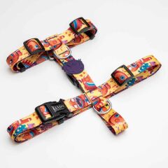 Lindodogs Gingerman Göğüs Tasması – Canlı Desenli, Ayarlanabilir ve Güvenli Tasarım