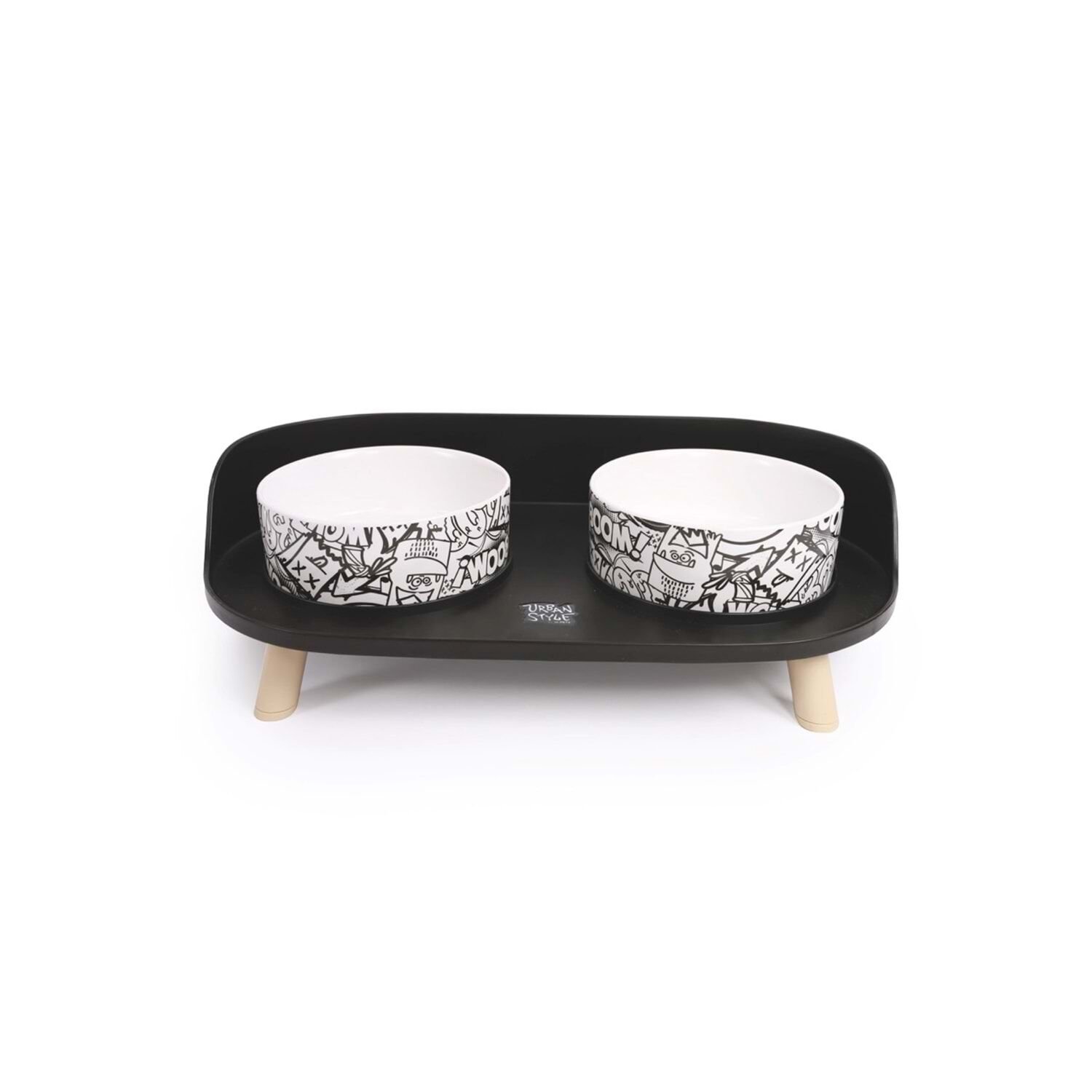 M-PETS ALTITUDE URBAN STYLE 2Lİ MAMA KABI STANDI BLACK&WHİTE