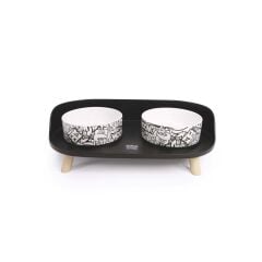 M-PETS ALTITUDE URBAN STYLE 2Lİ MAMA KABI STANDI BLACK&WHİTE