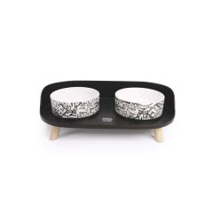 M-PETS ALTITUDE URBAN STYLE YÜKSELTİLMİŞ SERAMİK MAMA VE SU KABI – SİYAH & BEYAZ