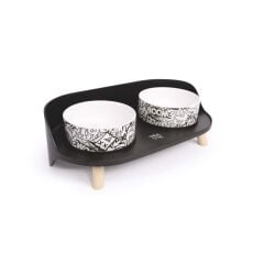 M-PETS ALTITUDE URBAN STYLE 2Lİ MAMA KABI STANDI BLACK&WHİTE