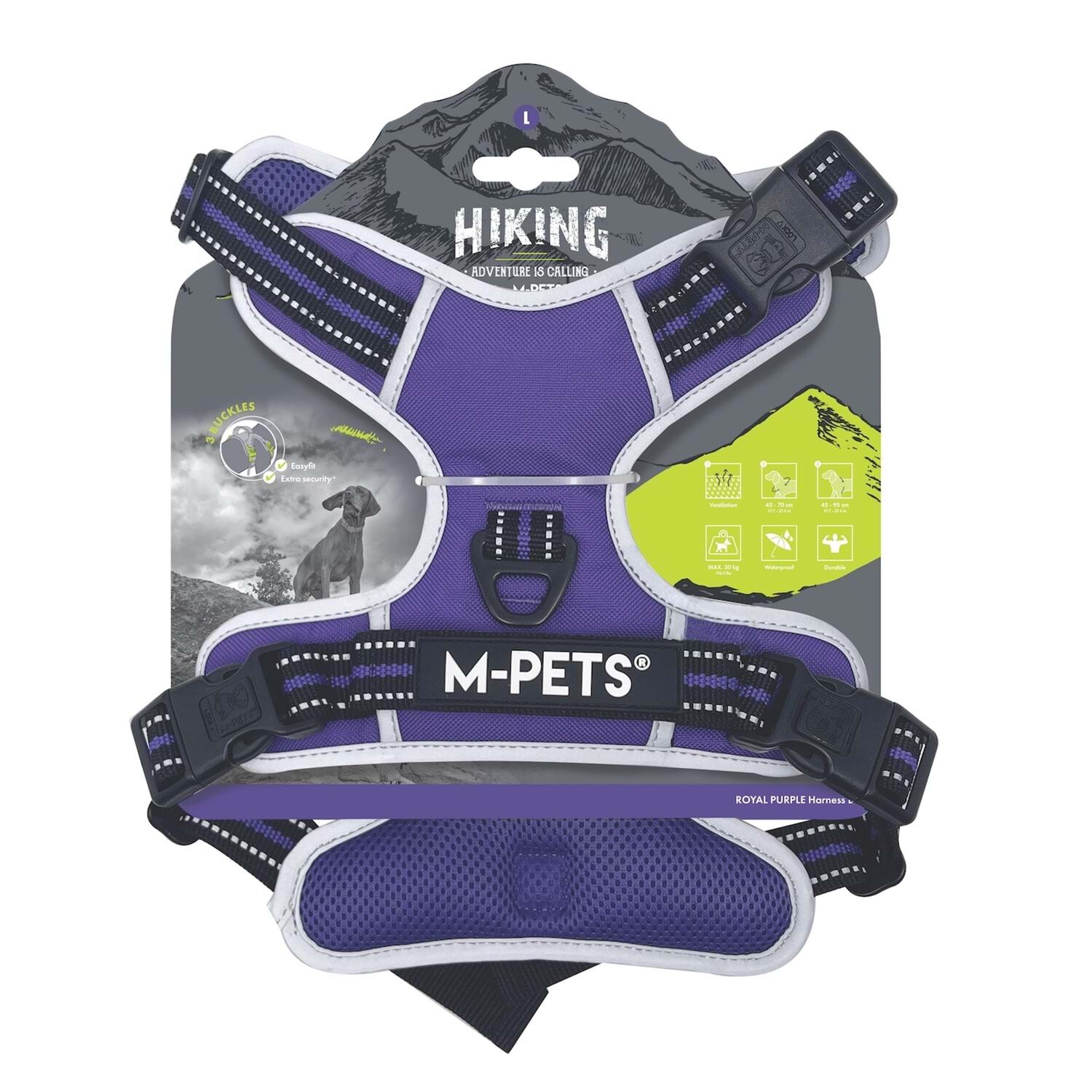 Hiking Reflektörlü Soft Sırt Tasması (Harness) – Purple (M)
