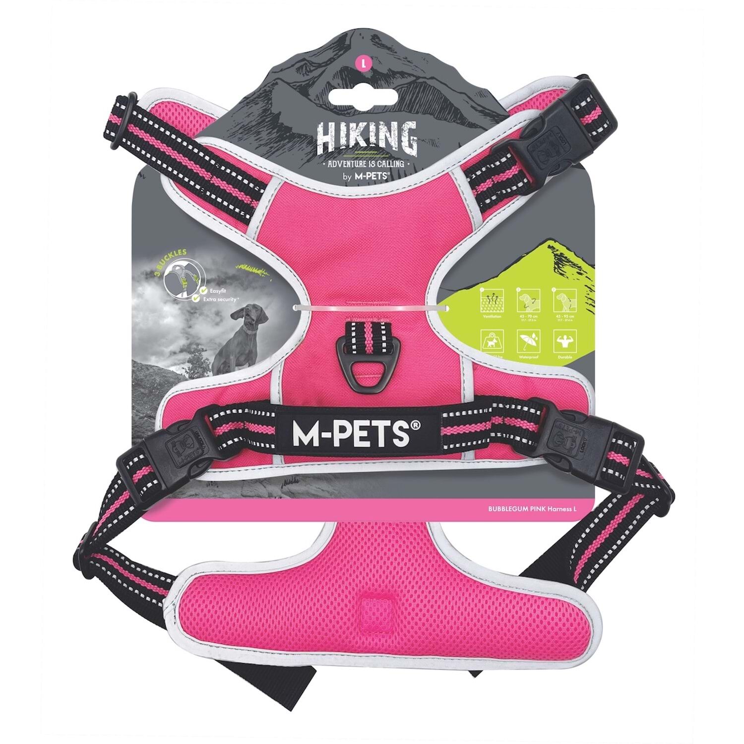 Hiking Reflektörlü Soft Sırt Tasması (Harness) – Pink (M)