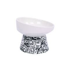 M-PETS URBAN STYLE TILTD SERAMİK MAMA KABI 350ML BLACK/WHİTE