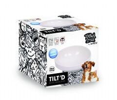 M-PETS URBAN STYLE TILTD YÜKSELTİLMİŞ EĞİMLİ SERAMİK MAMA KABI – 350 ML (BLACK / WHITE)