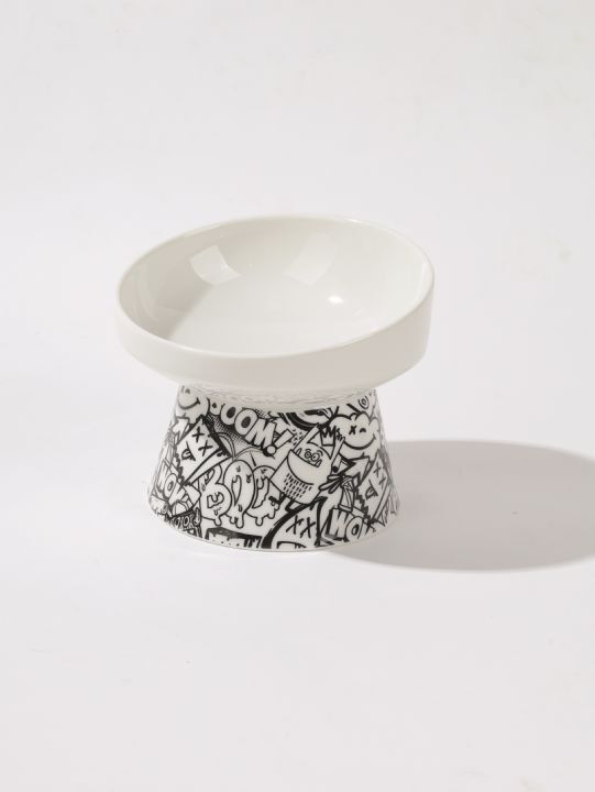 M-PETS URBAN STYLE TILTD SERAMİK MAMA KABI 150ML BLACK/WHİTE