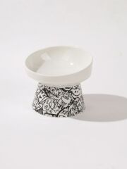 M-PETS URBAN STYLE TILTD YÜKSELTİLMİŞ EĞİMLİ SERAMİK MAMA KABI – 150 ML (BLACK / WHITE)