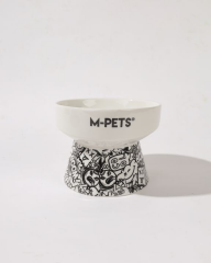 M-PETS URBAN STYLE TILTD YÜKSELTİLMİŞ EĞİMLİ SERAMİK MAMA KABI – 150 ML (BLACK / WHITE)