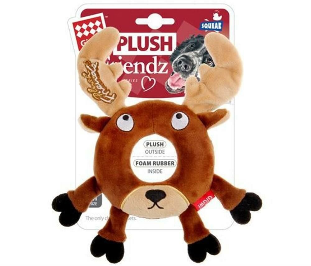 GiGwi Plush Friendz Sesli Peluş Simit Geyik Köpek Oyuncağı (21 cm)