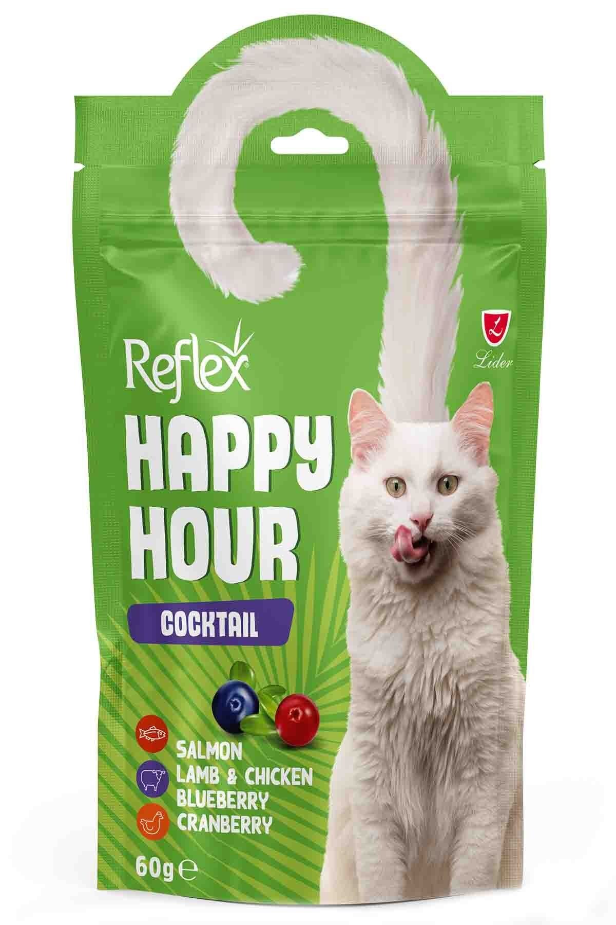 Reflex Happy Hour Cocktail Somonlu, Kuzulu, Tavuklu ve Yaban Mersinli Kedi Ödül Maması 60gr
