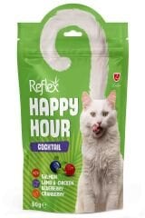 Reflex Happy Hour Cocktail Somonlu, Kuzulu, Tavuklu ve Yaban Mersinli Kedi Ödül Maması 60gr