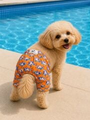 ZİGGYDOG TURUNCU KÖPEK BALIĞI DESENLİ MAYO XXL