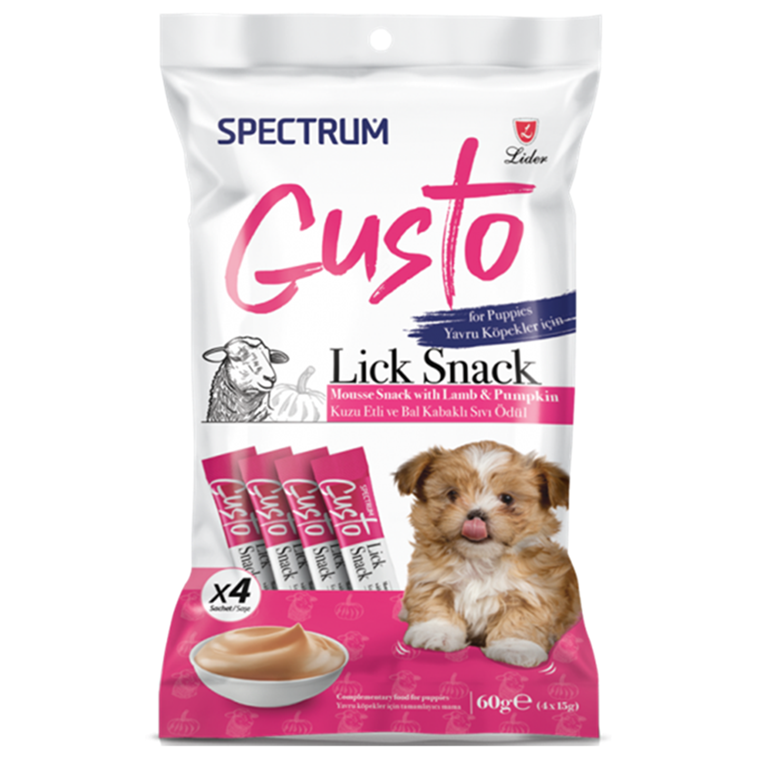 SPECTRUM KUZU ETLİ VE BAL KABAKLI YAVRU KÖPEK SIVI ÖDÜL MAMASI 60 G