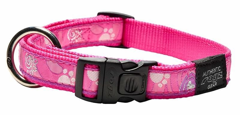 Rogz Fancy Köpek Boyun Tasması – Pembe Pati Desenli, Large (20 mm)