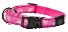 Rogz Fancy Köpek Boyun Tasması – Pembe Pati Desenli, Large (20 mm)
