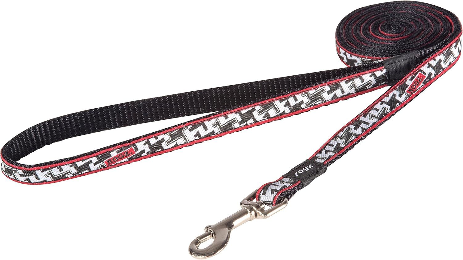 Rogz Köpek Uzatma Tasması – Siyah Beyaz Desenli, Small (180 cm)