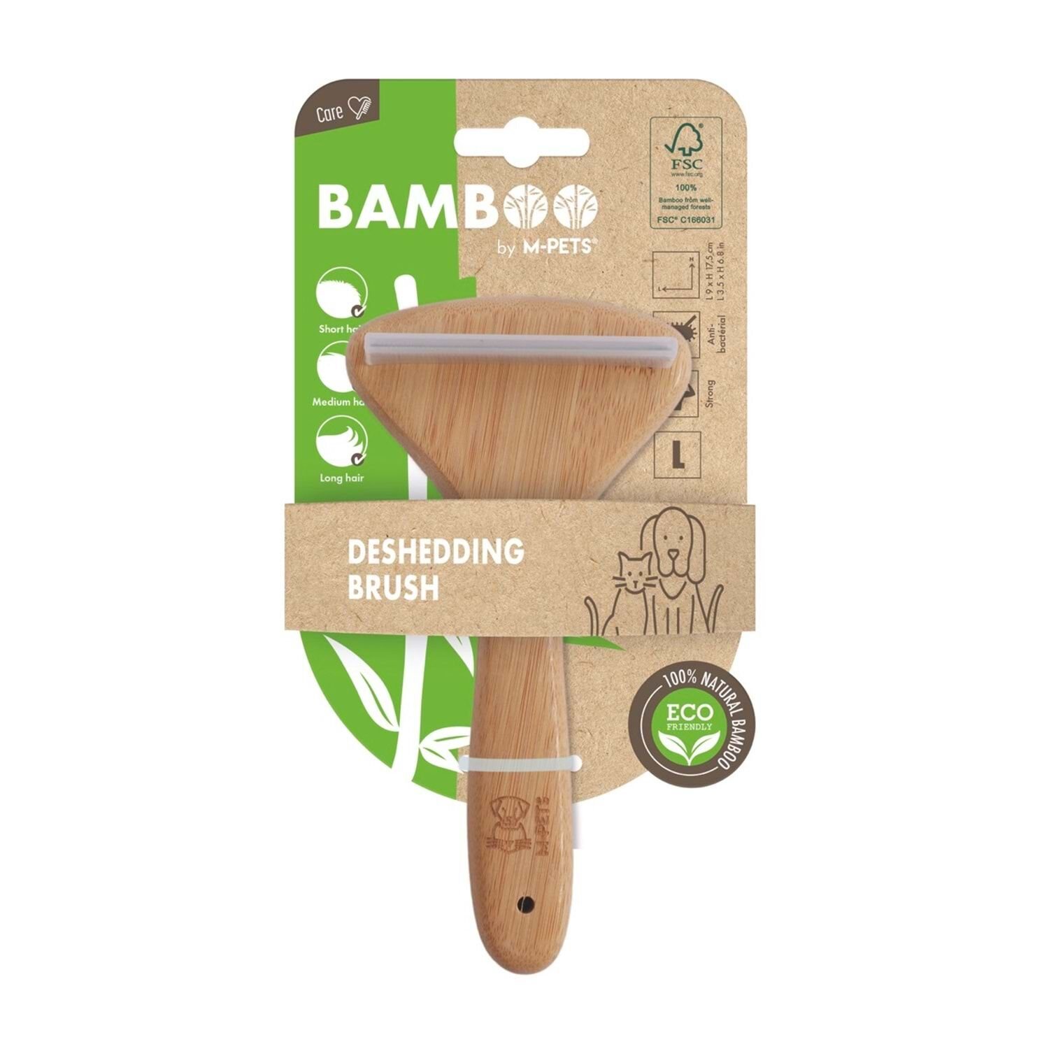 M-PETS BAMBOO DE-SHEDDING BRUSH – TÜY DÖKÜLMESİNİ AZALTAN BAMBU FIRÇA (L)