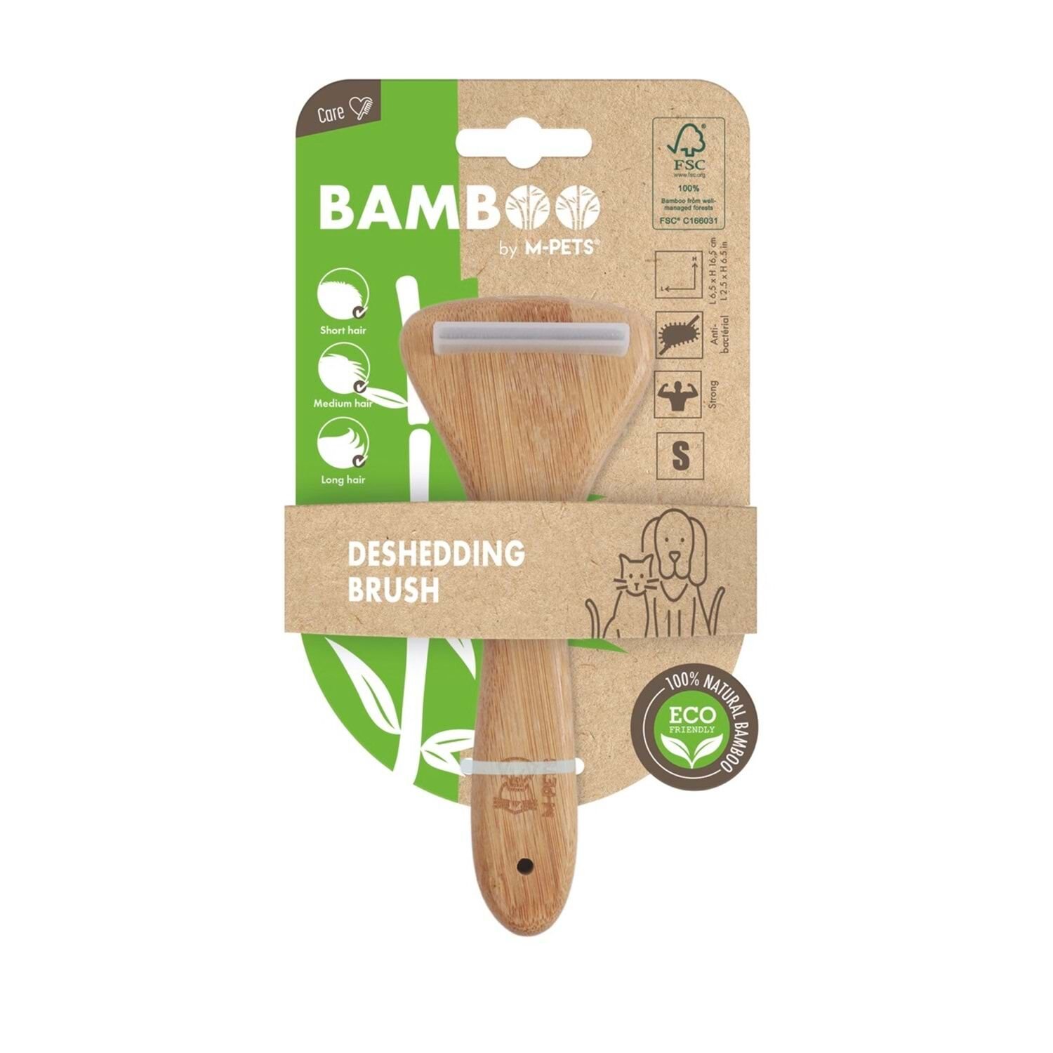M-PETS BAMBOO DE-SHEDDING BRUSH – TÜY DÖKÜLMESİNİ AZALTAN BAMBU FIRÇA (S)