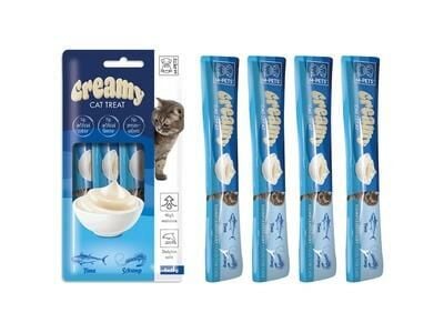 Creamy Ton Balıklı ve Karidesli Sıvı Kedi Ödül Maması 15gr (4'lü)