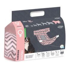 M-PETS CARBONLU DIAPERS DİŞİ KÖPEKLER İÇİN KÜLOT (XXL) 15Lİ