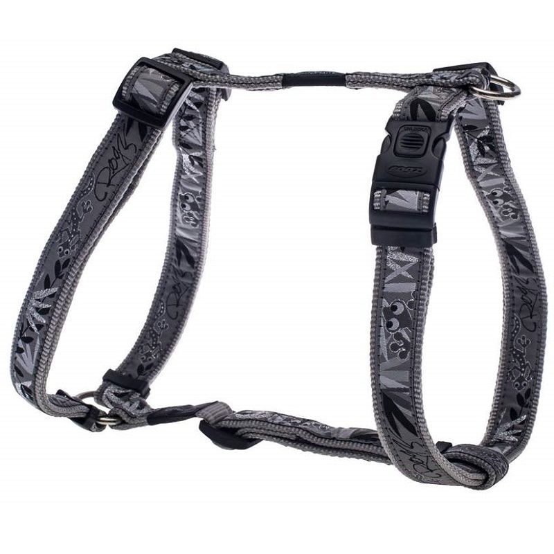 Rogz Fancy Köpek Göğüs Tasması – Gümüş Kertenkele Desenli, Small (23-37 cm)